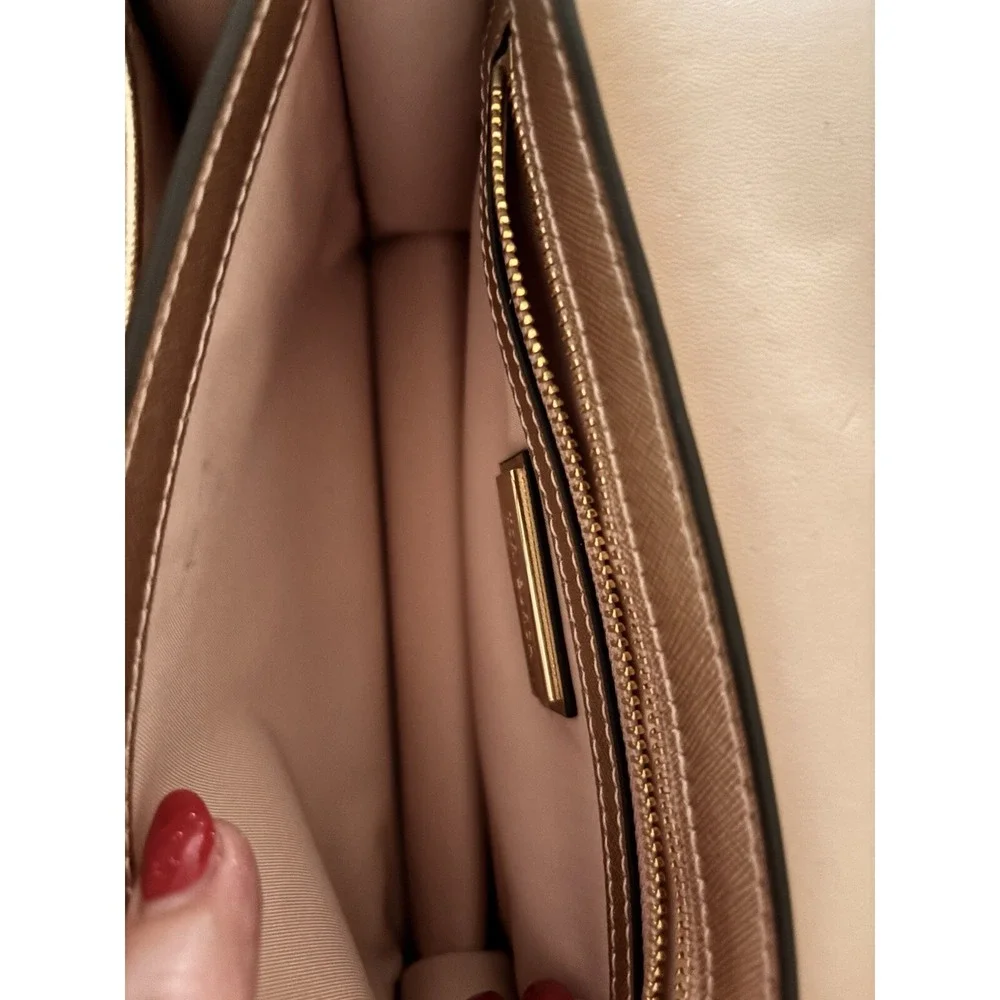 Tory Burch Robinson Convertible Metallic Rose Gold Leather Cross body New no tag